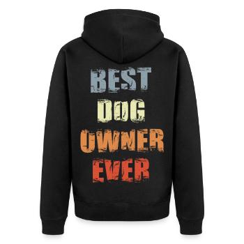 Best Dog Owner Ever - Unisex Premium Bio Zip Hoodie - Schwarz - Hinten - Nico (187cm)