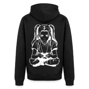 Gamer Girl Drawing - Unisex Premium Organic Zip Hoodie - black - Back - Nico (187cm)
