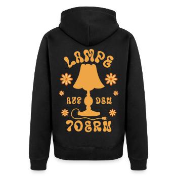 Lampe aus den 70ern - Unisex Premium Bio Zip Hoodie - Schwarz - Hinten - Nico (187cm)