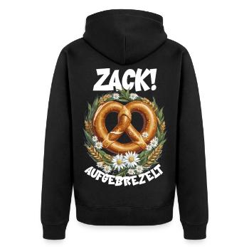Pretzel Zack dressed up dirndler set folk festival - Unisex Premium Organic Zip Hoodie - black - Back - Nico (187cm)