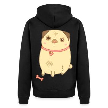 Carlin, chien mignon mignon, maman carlin - Veste à capuche bio Premium Unisexe - noir - Dos - Nico (187cm)