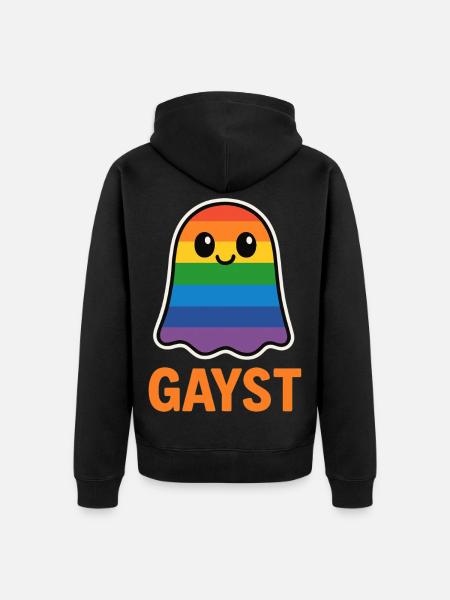 Regenbogen Geist Pride Halloween Kostüm - Unisex Premium Bio Zip Hoodie - Schwarz