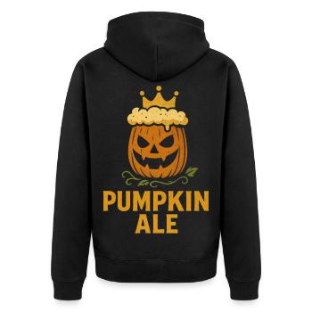 Pumpkin Ale lustiger Spruch - Happy Halloween - Unisex Premium Bio Zip Hoodie - Schwarz - Hinten - Nico (187cm)