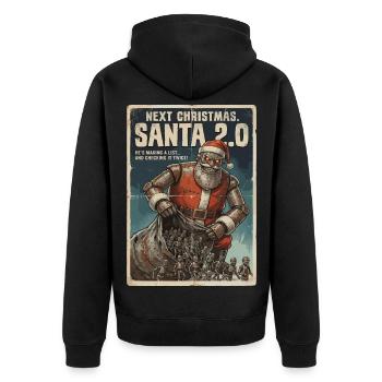 Santa 2.0 Cyborg - Unisex Premium Organic Zip Hoodie - black - Back - Nico (187cm)