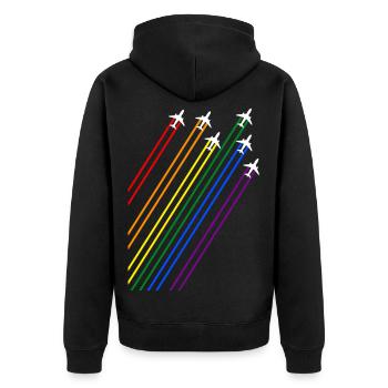 Avions à traînées arc-en-ciel - Veste à capuche bio Premium Unisexe - noir - Dos - Nico (187cm)