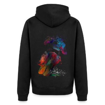 Art du sport automobile #motor #sport - Veste à capuche bio Premium Unisexe - noir - Dos - Nico (187cm)