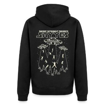 Ancient Astronaut Theorists Say Yes - Unisex Premium Organic Zip Hoodie - black - Back - Nico (187cm)