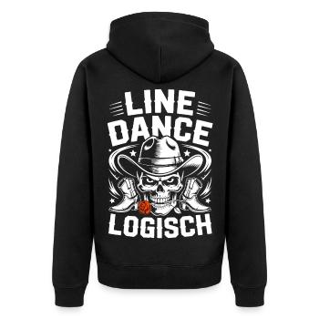 Line Dance Logisch Skull - Unisex Premium Bio Zip Hoodie - Schwarz - Hinten - Nico (187cm)