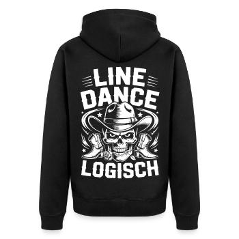 Line Dance Schädel Logo - Unisex Premium Bio Zip Hoodie - Schwarz - Hinten - Nico (187cm)