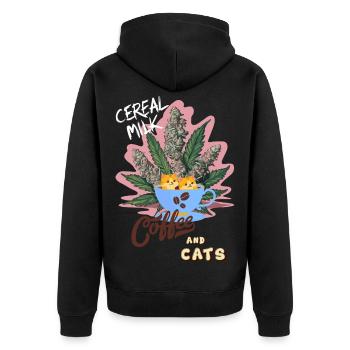 Cereal Milk C&C - Unisex Premium Organic Zip Hoodie - black - Back - Nico (187cm)