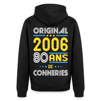 Original – 2006 – 20 ans de conneries - Veste à capuche bio Premium Unisexe - noir - Dos - Nico (187cm)