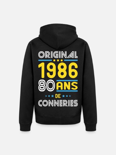 Original – 1986 – 40 Jahre - Unisex Premium Bio Zip Hoodie - Schwarz
