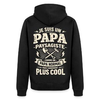 Papa Landschaftsgärtner Richtiges Cooler-Geschenk - Unisex Premium Bio Zip Hoodie - Schwarz - Hinten - Nico (187cm)