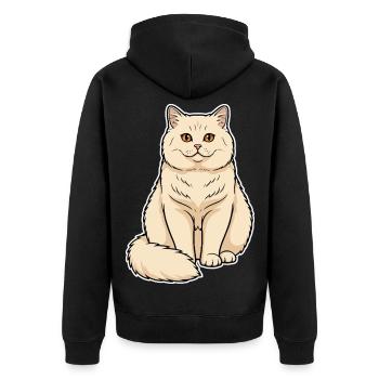 British Shorthair Cat Cream Portrait Round Soft - Unisex Premium Organic Zip Hoodie - black - Back - Nico (187cm)
