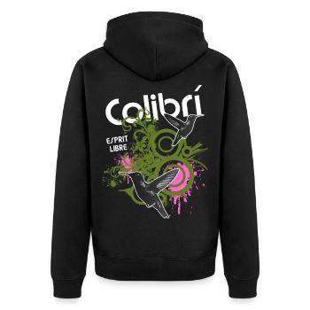 Liberté Colibris Urbains - Veste à capuche bio Premium Unisexe - noir - Dos - Nico (187cm)