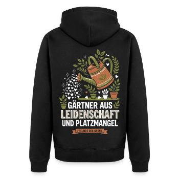 Gärtner Balkon Platzmangel Spruch - Unisex Premium Bio Zip Hoodie - Schwarz - Hinten - Nico (187cm)