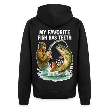 Aquarelle Angler Pike – Mon poisson préféré a des dents - Veste à capuche bio Premium Unisexe - noir - Dos - Nico (187cm)