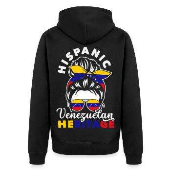 Venezuela Flagge Stolz & Heimat Venezuela - Unisex Premium Bio Zip Hoodie - Schwarz - Hinten - Nico (187cm)
