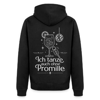 Null Prozent mit voller Attitüde - Unisex Premium Bio Zip Hoodie - Schwarz - Hinten - Nico (187cm)