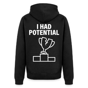 I Had Sarcastic Humor Potential - Unisex Premium Organic Zip Hoodie - black - Back - Nico (187cm)