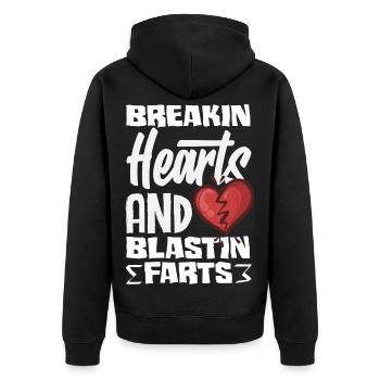 Retro Heart Valentine's Day Design Love - Unisex Premium Organic Zip Hoodie - black - Back - Nico (187cm)