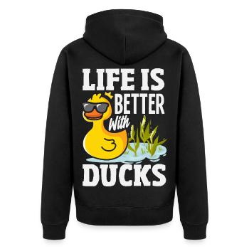 Motifs drôles de canards Citons amoureux de canards - Veste à capuche bio Premium Unisexe - noir - Dos - Nico (187cm)