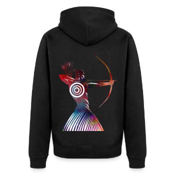 Archer bouclier coloré - Veste à capuche bio Premium Unisexe - noir - Dos - Nico (187cm)