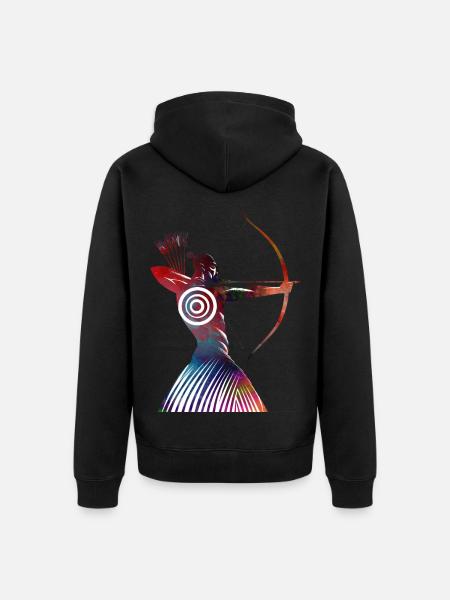 Bunter Schildbogenschütze - Unisex Premium Bio Zip Hoodie - Schwarz
