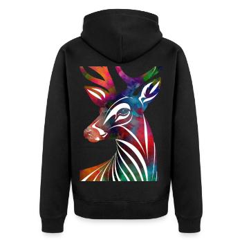 Colorful abstract deer - Unisex Premium Organic Zip Hoodie - black - Back - Nico (187cm)