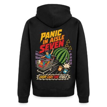 Panique dans l’humour du panique dans le chariot de courses Gear Seven - Veste à capuche bio Premium Unisexe - noir - Dos - Nico (187cm)
