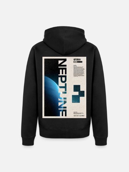 Neptune Retro Space Poster - Unisex Premium Bio Zip Hoodie - Schwarz