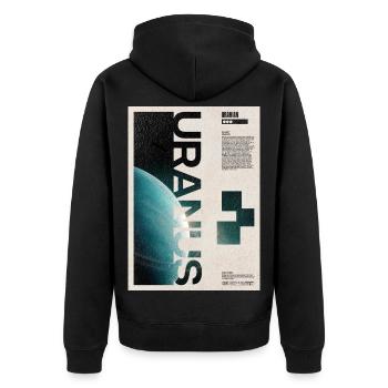 Uranus-Orbitaltypographie-Poster - Unisex Premium Bio Zip Hoodie - Schwarz - Hinten - Nico (187cm)