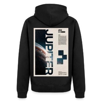 Jupiter-Glyphen-Nacht-Edition - Unisex Premium Bio Zip Hoodie - Schwarz - Hinten - Nico (187cm)