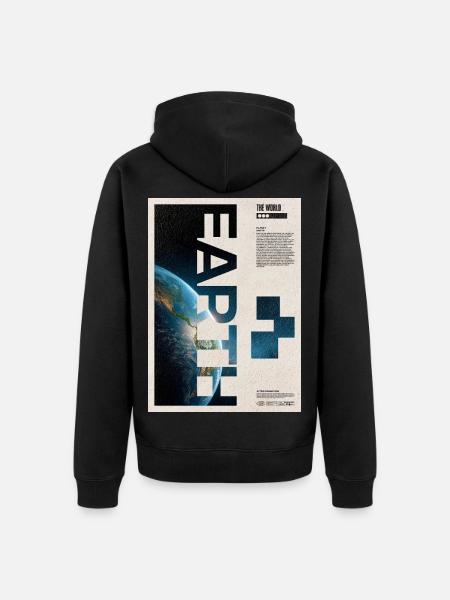 Earth Split Poster-Design - Unisex Premium Bio Zip Hoodie - Schwarz