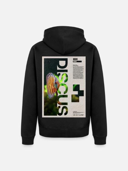 Diskusfischhalter-Porträtplakat - Unisex Premium Bio Zip Hoodie - Schwarz