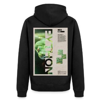 Green Tree Python Porträt - Unisex Premium Bio Zip Hoodie - Schwarz - Hinten - Nico (187cm)