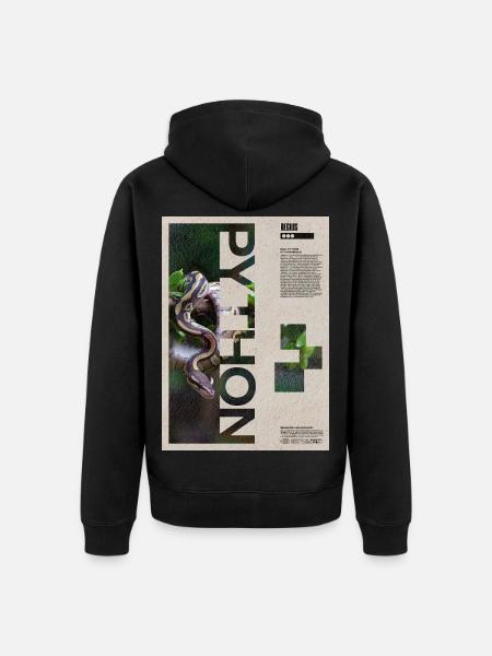 Kunst des Kugelpython-Reptilienhüters - Unisex Premium Bio Zip Hoodie - Schwarz