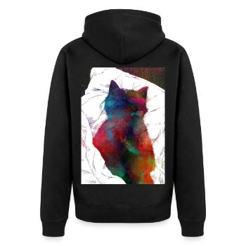 Schlafende Katze - Unisex Premium Bio Zip Hoodie - Schwarz - Hinten - Nico (187cm)