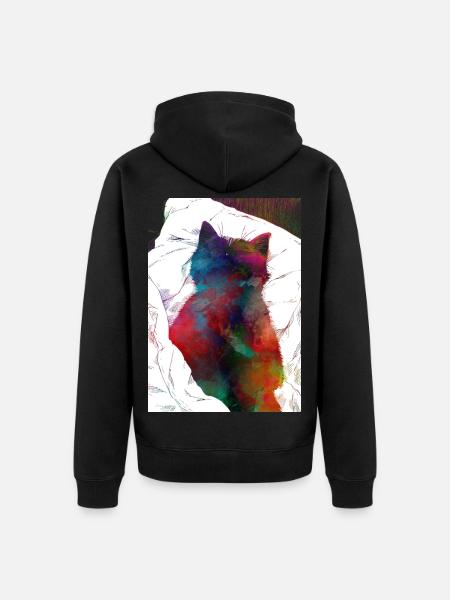 Schlafende Katze - Unisex Premium Bio Zip Hoodie - Schwarz