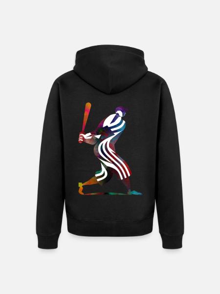 Farbenfroher Baseballspieler - Unisex Premium Bio Zip Hoodie - Schwarz