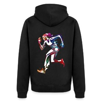 Läufer - Unisex Premium Bio Zip Hoodie - Schwarz - Hinten - Nico (187cm)