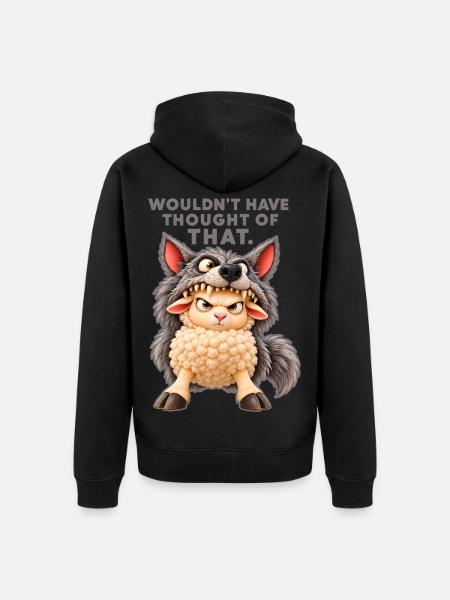 Schaf als Wolf verkleidet. - Unisex Premium Bio Zip Hoodie - Schwarz