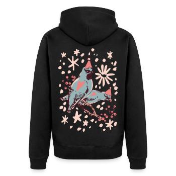 WEIHNACHTSVÖGEL - Unisex Premium Bio Zip Hoodie - Schwarz - Hinten - Nico (187cm)