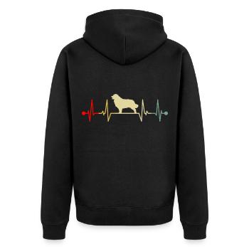 Leonberger Leonberg Hund Dog Herzschlag Vintage - Unisex Premium Bio Zip Hoodie - Schwarz - Hinten - Nico (187cm)