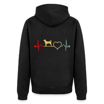 Appenzeller Sennenhund Herzschlag Vintage - Unisex Premium Organic Zip Hoodie - black - Back - Nico (187cm)