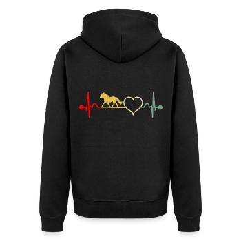 Shetland Pony Shetland Pony Heartbeat Retro - Unisex Premium Organic Zip Hoodie - black - Back - Nico (187cm)