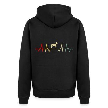 Galgo Espanol Hund Windhund Herzschlag Retro - Unisex Premium Bio Zip Hoodie - Schwarz - Hinten - Nico (187cm)