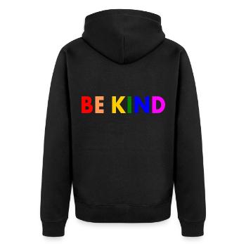 Be kind - Unisex Premium Bio Zip Hoodie - Schwarz - Hinten - Nico (187cm)