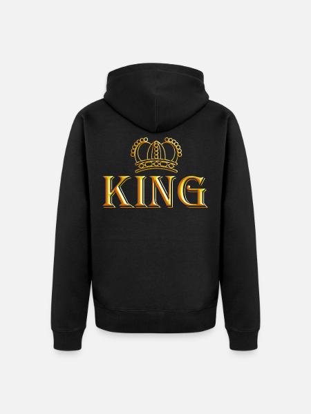 Der König - Unisex Premium Bio Zip Hoodie - Schwarz