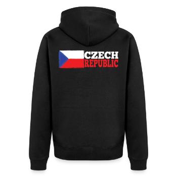 Tschechien - Unisex Premium Bio Zip Hoodie - Schwarz - Hinten - Nico (187cm)
